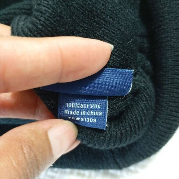 Black Beanie Hat With "/prompt." Logo Patch Ribbed Knit Unisex - Picture 3 of 3